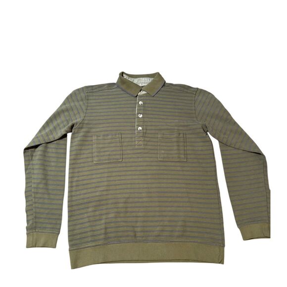 Weekendz off long sleeve button front henley stripe collar t-shirt M - Picture 1 of 5